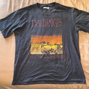 ANINE BING Rio de Janeiro Graphic T Shirt Charcoal Grey Organic Cotton Large